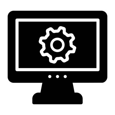 Sistem ayarı simgesini gösteren teçhizatlı bilgisayar masaüstü