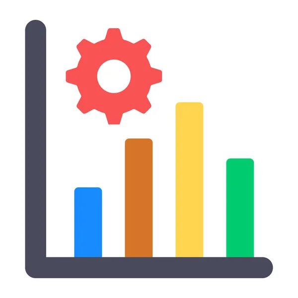 Icône Gestion Des Données Style Modifiable Diagramme Barres Avec Engrenage — Image vectorielle