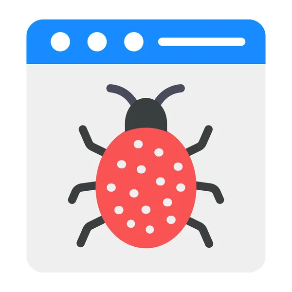 Bug Página Web Ícone Site Malicioso — Vetor de Stock