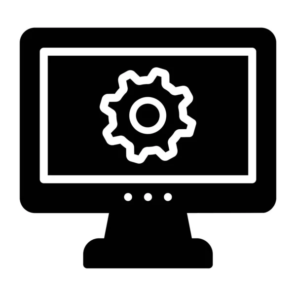 Desktop Del Computer Con Ingranaggio All Interno Mostrando Icona Impostazione — Vettoriale Stock