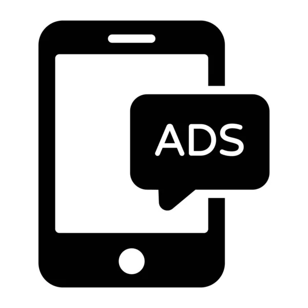 Ikona Reklam Mobilnych Płaskiej Konstrukcji Edytowalny Wektor — Wektor stockowy