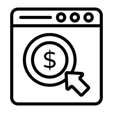 Web sayfasında ppc simgesini gösteren temel dolar sikkesi