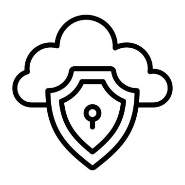 Bulut erişimi simgesinin düz tasarımı ile temel RGLocked kalkanı