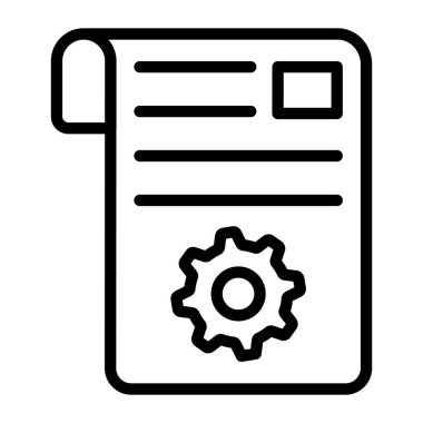 Yazı yönetimi simgesi, katlanmış kağıt üzerinde vites 