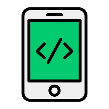 Mobil kodlamanın bir simge tasarımı, düz biçim vektörü 