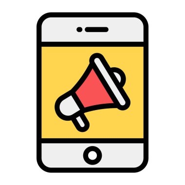 Akıllı telefonun içindeki megafon, mobil pazarlama simgesi