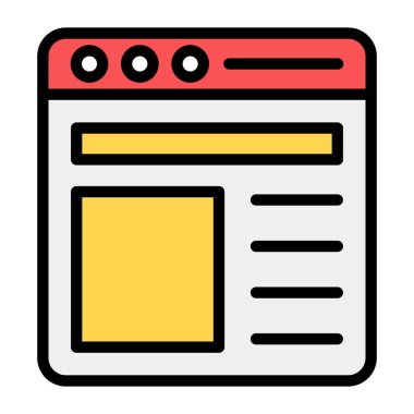 Web yerleşim simgesinin modaya uygun düz tasarımı