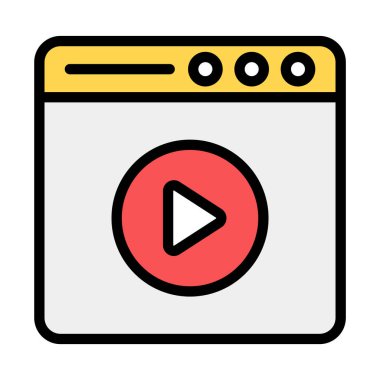 Web sayfasında ortam oynatıcı, video web sitesi simgesi