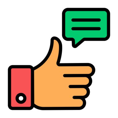 İleti baloncuğu ile el, onay simgesi