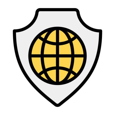 İnternet güvenlik simgesi, düz düzenlenebilir vektör 