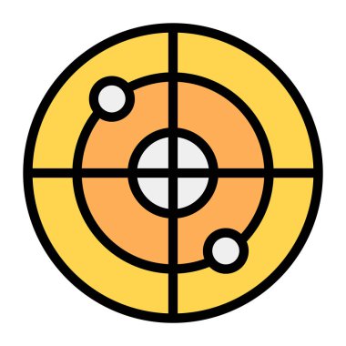 Parçacık simgesinin düz tasarımı, düzenlenebilir vektör 