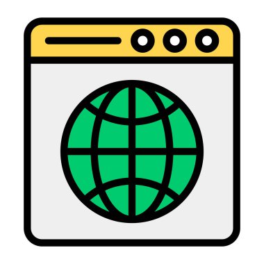 Web tarayıcı simgesinin modaya uygun tasarımı, düz biçim vektörü 