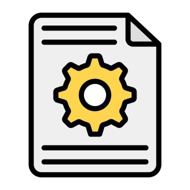 İçerik yönetimi simgesi, katlanmış kağıt üzerinde vites 