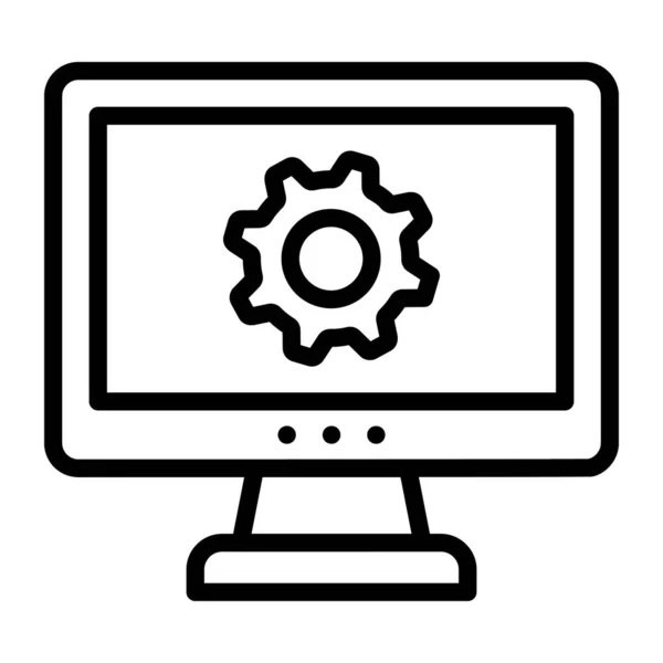 Desktop Del Computer Con Ingranaggio All Interno Mostrando Icona Impostazione — Vettoriale Stock