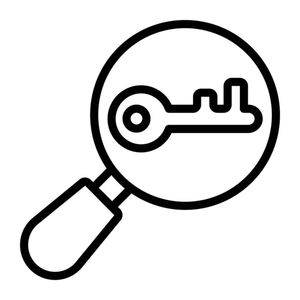 Basic Key Onder Vergrootglas Trefwoord Research Tool Icon — Stockvector
