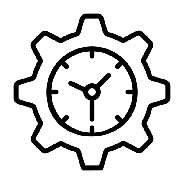 Engranajes Con Reloj Estilo Plano Del Icono Gestión Del Tiempo — Vector de stock