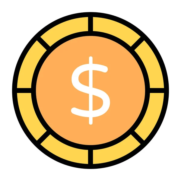 Icono Moneda Estilo Plano Moneda Dólar Vector Editable — Vector de stock