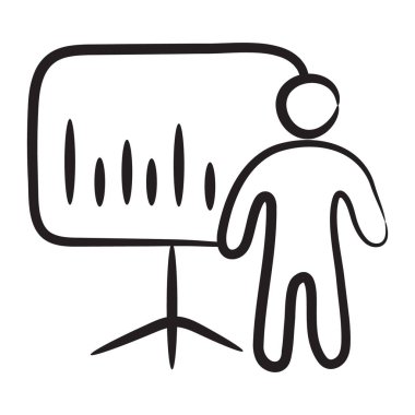 Personel sunum vektör biçimi, sehpalı insan avatarı 