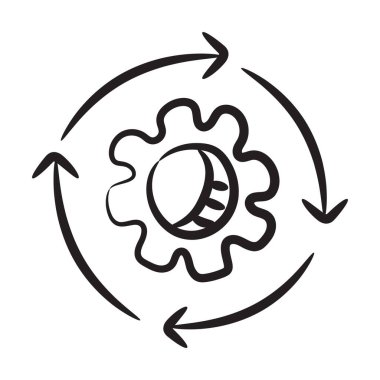 Otomasyon çözeltisi, geri çevrilemez oklu teçhizat simgesi tasarımı  