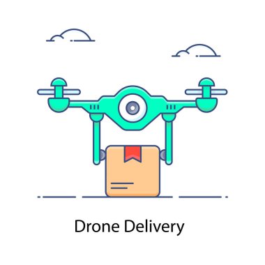 İnsansız hava aracı taşıma vektörünün modern teknoloji simgesi 