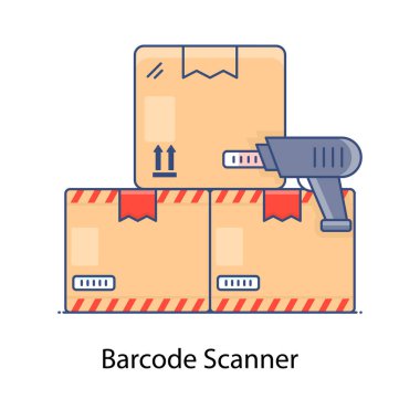 Barkod tarayıcı vektörü, kartonlu aygıt 