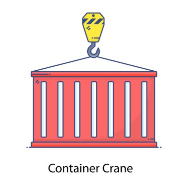 Sanayi vinç simgesi düz tasarım, taşıyıcı kaldırma 
