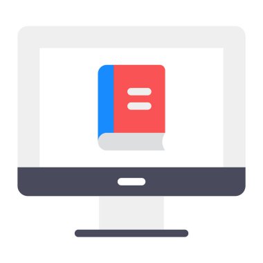 Çevrimiçi kitap simgesi modern düz stil, çevrimiçi çalışma