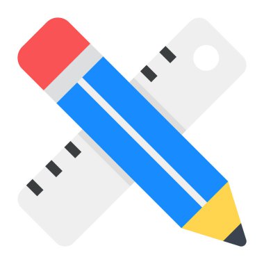 Çizim araçları simgesi biçimi, cetvelli kalem 