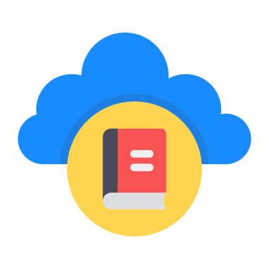 Düzenlenebilir biçimdeki bulutlu kitap düz simgesi 