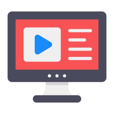 Video öğrenme, düz simge tasarımı 