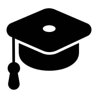 Mortarboard vektör biçimi, mezuniyet başlığı düzenlenebilir simgesi 
