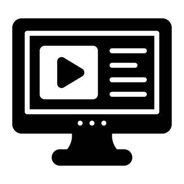 Video öğrenme, düz simge tasarımı 