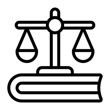 Hukuk kitabının düzenlenebilir düz simgesi, kitapla denge ölçeği 