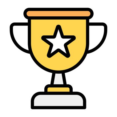 Başarı ödülü ikonu tasarımı, düzenlenebilir biçiminde kazanan kupa 