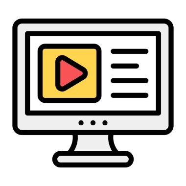 Video öğrenme, düz simge tasarımı 