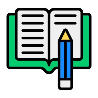 Düzenlenebilir biçimdeki kitap yazma simgesi, kurşun kalemle kitap 