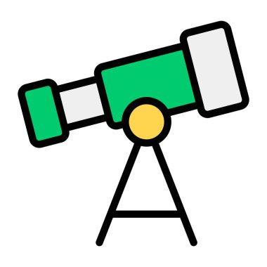 Düz dizayn edilmiş bir teleskop simgesi, astrofizik vektörü 