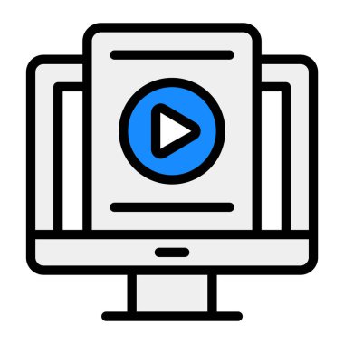 Modern düz biçiminde video dosya simgesi 