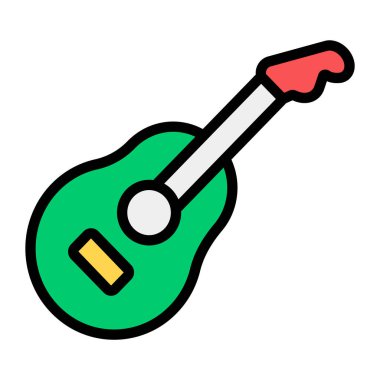 Müzik gitar ikonu, elektro gitarın modern düz vektörü