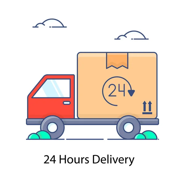 Shipping Truck Vector Editable Flat Style Hours Delivery — Stock Vector