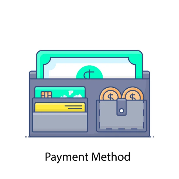 Forma Pago Billetera Efectivo Estilo Plano Moderno — Archivo Imágenes Vectoriales