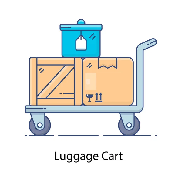 Bagage Kar Vector Stijl Plat Pictogram Van Bagage Trolley — Stockvector