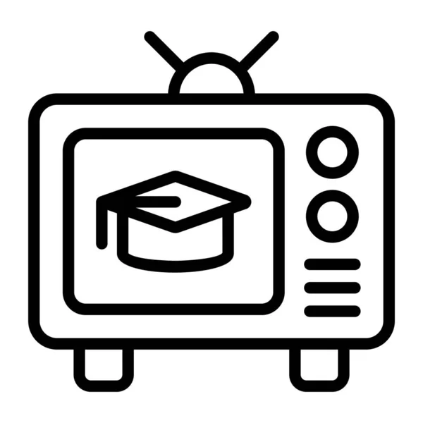 Program Telewizyjny Lub Transmisja Płaska Ikona Transmisji Edukacyjnej — Wektor stockowy