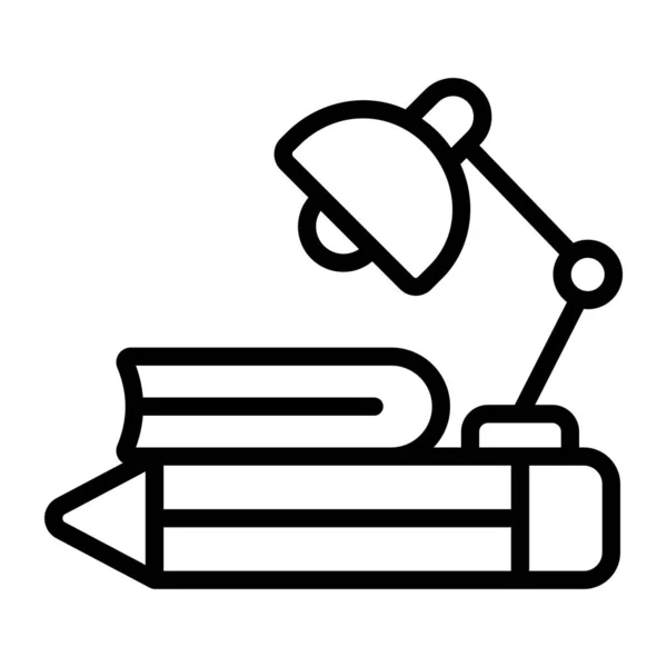 Study Table Icon Editierbaren Stil Lampe Mit Zubehör — Stockvektor