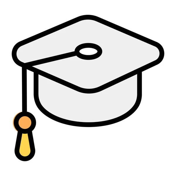 Mortarboard Vector Stijl Graduatie Cap Bewerkbaar Pictogram — Stockvector