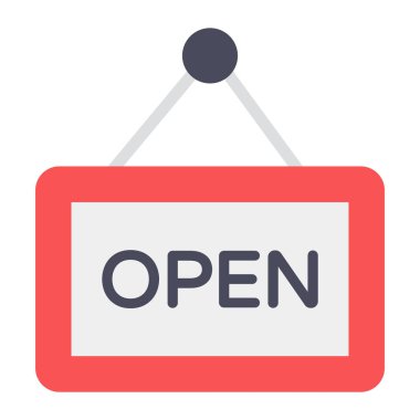 Dükkan açık tahta simgesinin düzenlenebilir vektör tasarımı