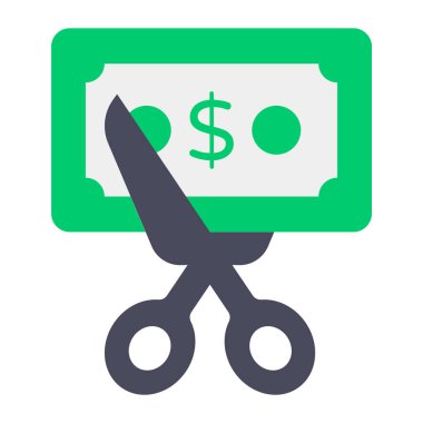 Makas kesme banknotu, indirimin modaya uygun düz simgesi 