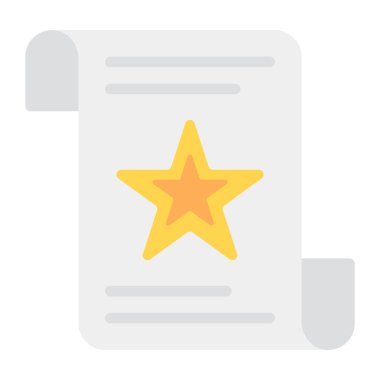 Geribildirim formu vektörü, düz sayfa simgesi üzerinde yıldız 