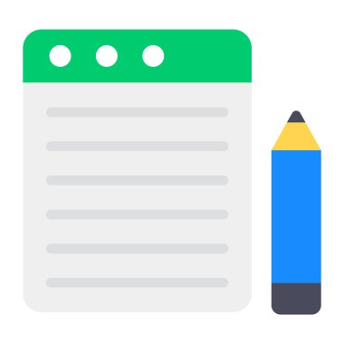 Not defterinin modaya uygun düz vektör tasarımı, taslak ped konsepti 