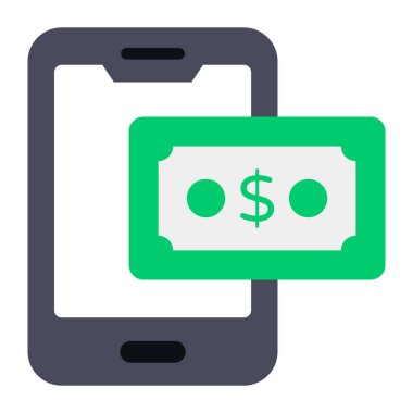 Düzenlenebilir düz biçimli mobil para simgesi 